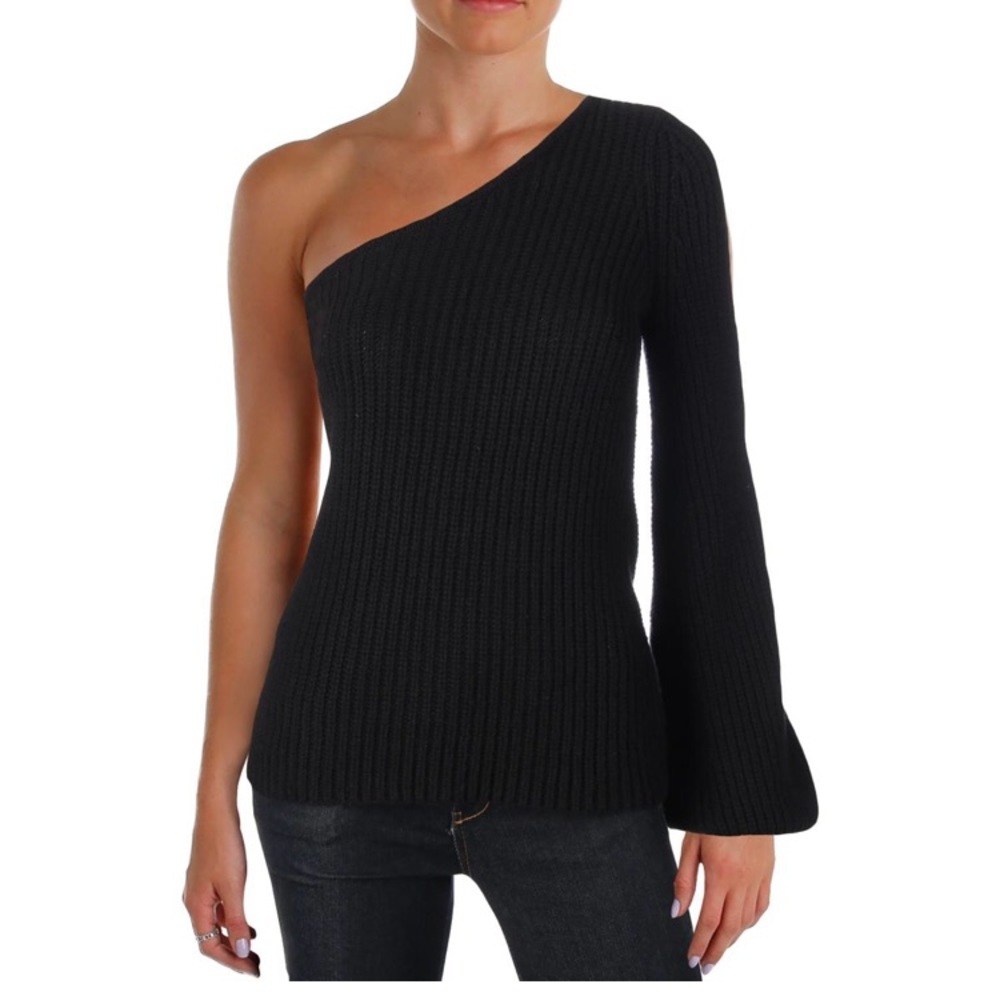 Aqua NWT one shoulder black sweater XS